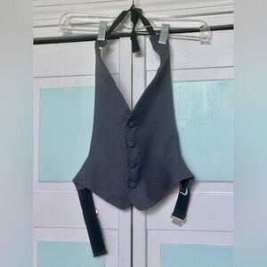 Kids Boys Steel Gray Grey Charcoal Vest Wedding Fits sizes 8 8 10 12 adjustable